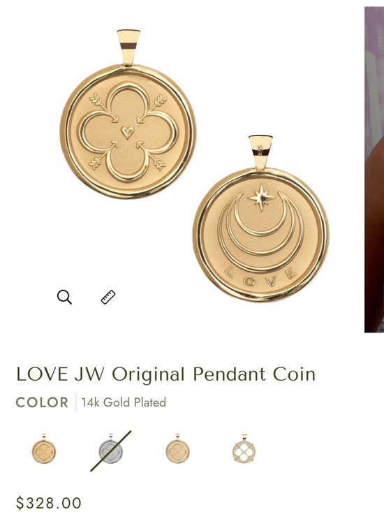 JW ANDERSON Jewelry - Jane Win LOVE JW Original Pendant Coin Necklace  14k Gold Plated